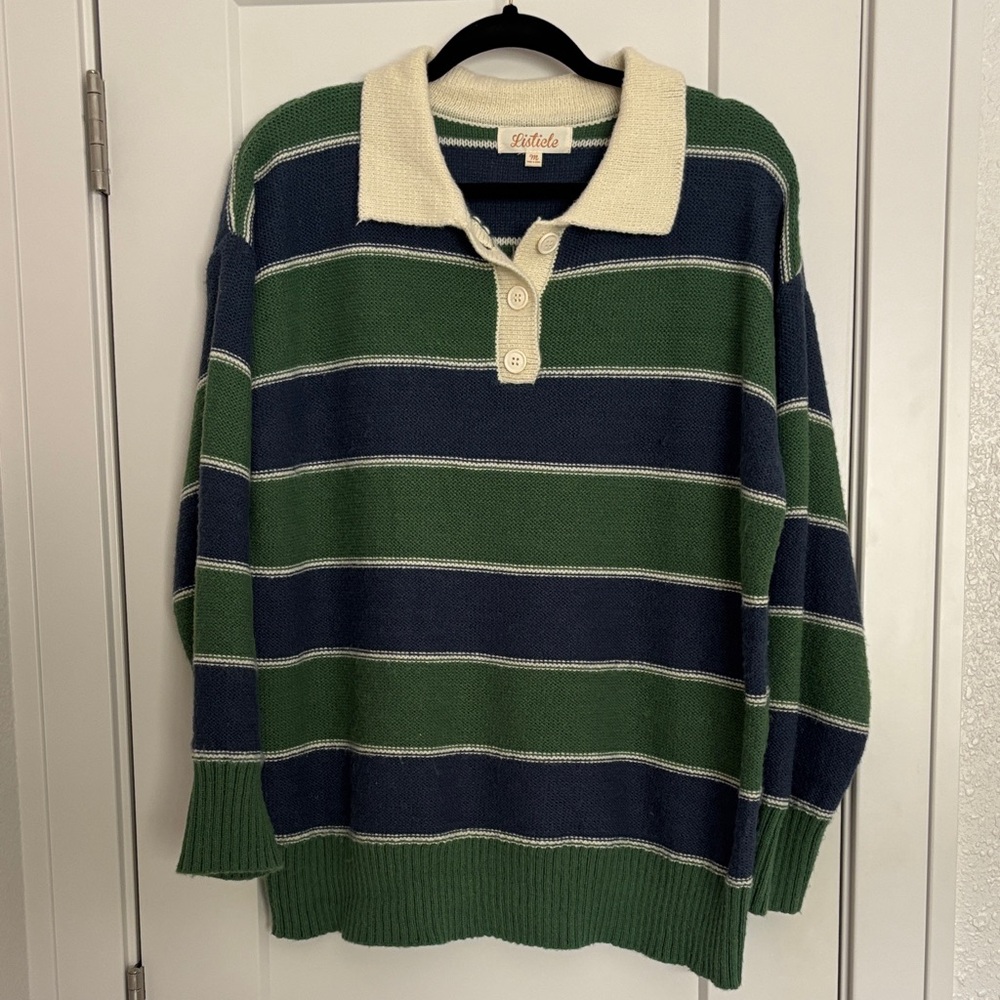 Gitano Green and Blue Striped Sweater